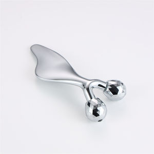 Masajeador de doble rodillo de mano de acero inoxidable coreano y tabla de raspado Facial para cara ojos manos piernas/brazos - Product Image 4