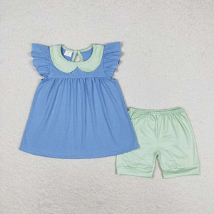 Ensembles de vêtements pour enfants d'été, tunique décontractée respirante pour enfants et ensemble de shorts rayés pour les petites filles - Product Image 5