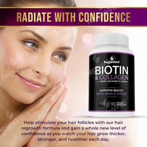 AegleWell OEM Private Label Biotin Capsules Collagen <span class=keywords><strong>pour</strong></span> la santé des <span class=keywords><strong>cheveux</strong></span>, de la <span class=keywords><strong>peau</strong></span> <span class=keywords><strong>et</strong></span> des ongles, complément alimentaire, capsules de biotine <span class=keywords><strong>et</strong></span> de collagène - Product Image 4
