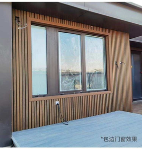 Imita paneles de pared de <span class=keywords><strong>madera</strong></span> para decoración de paredes exteriores, paneles de pared exteriores resistentes a la luz solar con agujeros cuadrados huecos - Product Image 2