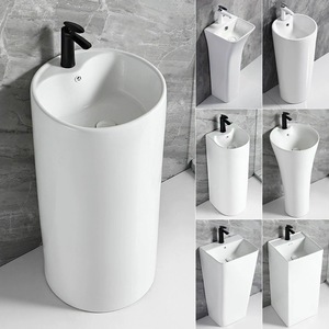 Ceramic Pedestal Basin Irregular Modern Design Durable Home Bathroom Sink - Product Image 3