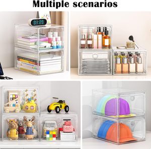Stackable Magnetic Drop Front Single Tier Living Room Shoes Storage <b>Box</b> with Transparent <b>Display</b> and 17L Capacity for Shoes - Product Image 5