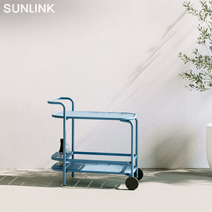 Moderner Multifunktions-Rollwagen aus Aluminium für Innen- und Außenbereiche mit Rädern, Garten, Terrasse, Poolparty, fahrbarer Lager- und Bartisch - Product Image 1