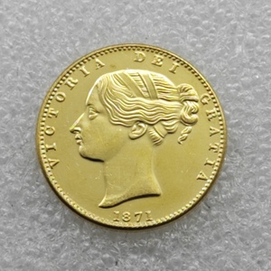 Pièces de monnaie commémoratives de style antique du Royaume-Uni de 1871, 1 pièce Sovereign - Victoria, cadeaux, décoration de la maison - Product Image 2