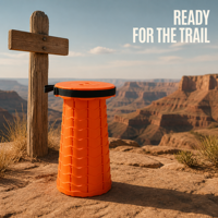 Tabouret pliant rond en plastique PP orange vif pour le voyage, le camping, la randonnée, les activités de plein air et les parcs