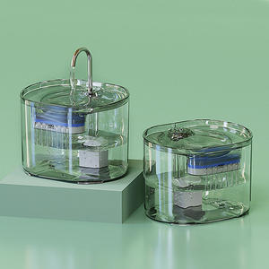 Fontaine à eau intelligente pour animaux de compagnie, ronde, à circulation automatique, pour chats et chiens, conception détachable, modèle FT666 03 gris, à brancher - Product Image 1