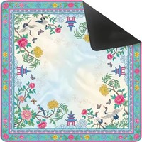 Alas Mahjong Amerika Motif Chinoiserie Bangau Peony Pagoda 31.5x31.5 Inci Pink Floral Anti Selip Tahan Air Karet Lipat Poker