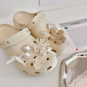 Vintage Style Faux Pearl <strong>Chain</strong> &amp; Tassel Clog Shoe Charms, DIY Decorative Buckles for Garden Shoes &amp; Sandals - Product Image 2