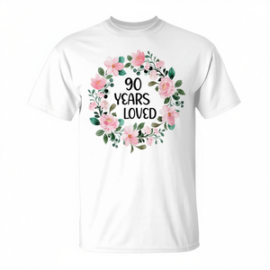 Camiseta de cumpleaños con diseño floral de 90 años, regalo de 90.º aniversario para mujeres y hombres - Product Image 2