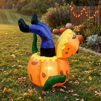 Décoration d'Halloween emblématique pour votre jardin : Jack-o'-lantern orange avec fonction auto-gonflante pour une installation rapide