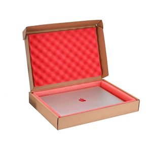 Boîte d'expédition stable en papier ondulé Rembourrage en mousse rouge Matériaux recyclés Emballage de protection haut de gamme pour l'électronique fragile - Product Image 2