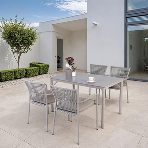 Chaise d'extérieur empilable en aluminium de qualité commerciale, <span class=keywords><strong>fauteuil</strong></span> de bistrot moderne peu encombrant avec sangles à séchage rapide - Product Image 2
