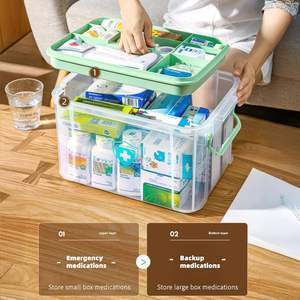 Caja de almacenamiento transparente Contenedor, Caja de primeros auxilios familiar Caja de medicamentos Organizador Kit de almacenamiento de medicamentos de plástico, Caja de almacenamiento de primeros auxilios - Product Image 4