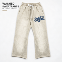 Pantalon de survêtement en molleton de coton lavé vintage de qualité supérieure, avec logo graphique brodé personnalisé, pour hommes, coupe ample, style streetwear, fabricants