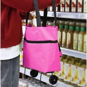 Sac de courses réutilisable personnalisé en nylon ripstop et polyester, pliable, avec roulettes - Product Image 6
