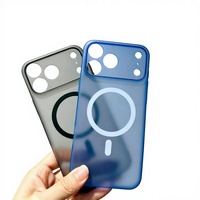 Coque de téléphone fine en PC semi-transparente mate violette à adsorption magnétique pour iPhone 18 Pro Max, style influenceur