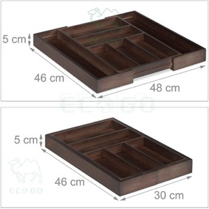 Porte-ustensiles en bambou écologique Organisateur étanche de plateau à couverts Organisateur de tiroir marron foncé - Product Image 2