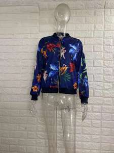 Giacche da <span class=keywords><strong>donna</strong></span> primavera autunno cappotto cappotto stampato floreale retrò femminile manica lunga capispalla vestiti Bomber corto top - Product Image 6