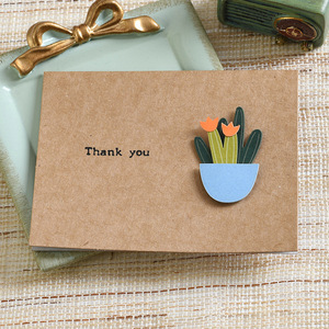 Mini carte pour vous Kraft Kraft Brown 3D Flower Gift Card Message Thank You Card Birthday Favor - Product Image 4