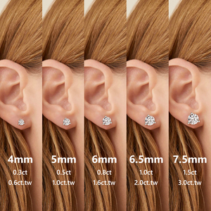 Pendientes de Moissanita con Corte Brillante de 3-8 mm, Estilo Clásico, 0.3 ct-3 ct, Chapados en Oro Blanco y Amarillo de 14K, Plata de Ley S925, VVS - Product Image 6