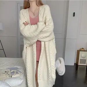 Lazy Style vielseitige gestrickte Twist-Muster dicke warme lange Strickjacke Pullover Jacke Damen