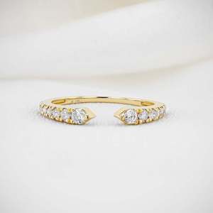Elvora Gems Solid Gold Diamond Engagement <b>Ring</b> 0.31 Ct Rhodium Plated Double Prong Setting IGI Certified <b>Stacking</b> Open Graduated - Product Image 3