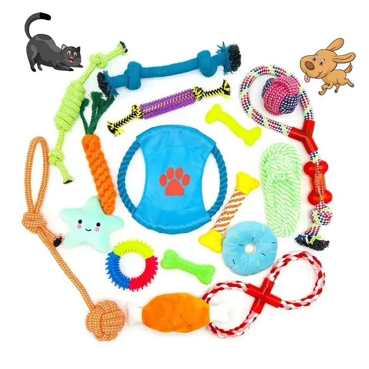 2023 nouveauté Durable coton chien jouet dentaire corde ensemble en peluche interactif fournitures de formation pour animaux de compagnie pour chiens moyens