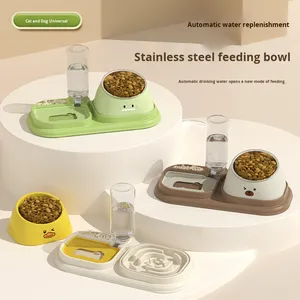 Mangkuk ganda melindungi Vertebra serviks miring mulut lambat makanan ramah lingkungan IPX5 tahan air mangkuk hewan peliharaan tiga dalam satu untuk anjing - Product Image 1