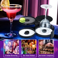 Accessoires de bar en plastique noir à 3 niveaux, pour la décoration des verres et la saupoudrage de sucre/sel, essentiels pour la préparation de boissons