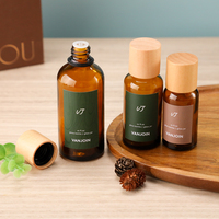Flacon vide en verre ambré pour sérum de soin de la peau, avec logo personnalisé, pour parfum, aromathérapie, huile essentielle, avec couvercle en bambou