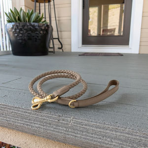 Toptan klasik yumuşak PU deri alaşım köpek tasma seti şık sağlam örgülü su geçirmez altın toka büyük orta küçük köpekler - Product Image 5