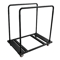 Table ronde pliante de 60 pouces avec chariot, structure en acier robuste, 4 roues universelles pour hôtel et banquet
