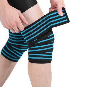Bandes de compression pour genoux en Spandex et Nylon ultra-résistantes avec fermeture auto-agrippante pour la protection en haltérophilie - Product Image 1