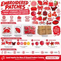Patch brodé thermocollant ou à coudre, motif fruits, crabes, crevettes, poissons, papillons, fleurs, vélos, mignon, rouge, vente en gros
