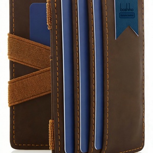 Portefeuille magique en cuir Boshiho Factory pour hommes et femmes, portefeuilles minimalistes pour 9 cartes avec porte-cartes RFID, portefeuille en cuir - Product Image 1