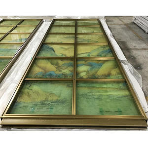 Hairline cepillado satén Oro Verde pintura paisaje barbilla estilo Acero inoxidable particiones para restaurante - Product Image 5