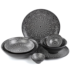 Dehua — ensemble d'assiettes de table rondes en céramique, vaisselle de pluie, <span class=keywords><strong>service</strong></span> de vaisselle en <span class=keywords><strong>porcelaine</strong></span> noire ou blanche, bol à soupe à salade morde - Product Image 1
