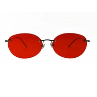 Sin montura 99% bloque dañino Luz Azul forma ovalada lentes rojas anteojos de gran tamaño anteojos protectores para juegos de computadora para mujeres