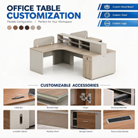 Table de travail de bureau moderne avec armoire de rangement, étagères, plateau en bois personnalisé, table d'ordinateur de direction pour bureau commercial