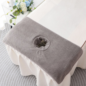 Housse de lit de massage douce avec trou pour le visage, <span class=keywords><strong>serviette</strong></span> de lit de spa réutilisable avec trou pour le visage, drap pour soins de la peau 40*80CM - Product Image 2