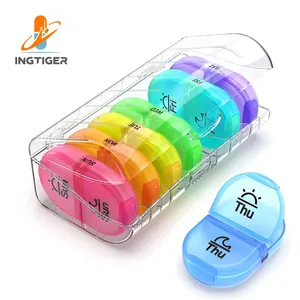 Weekly AM/PM Pill Box Case with Moisture-Proof Design for Purse and hidden diversion pill box