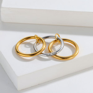 แหวนกันน้ำไม่หมอง 14k 18k ชุบทอง PVD แฟชั่น แหวนสแตนเลส 316L ประดับเพชรซิคอนสำหรับผู้หญิง - Product Image 2