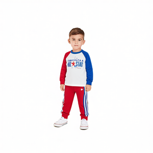 T-shirt a maniche lunghe e pantaloni jogger Converse All Star, set di abbigliamento per neonati, rosso, bianco, blu - Product Image 2