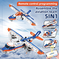 Ensemble de jouets de construction en plastique ABS en forme d'avion 5 en 1, programmable, multi-formes, jouet STEM à télécommande, cadeau