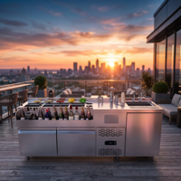 Comptoir de bar à cocktails tout-en-un à refroidissement direct en acier inoxydable de 2000 mm pour restaurant et événements