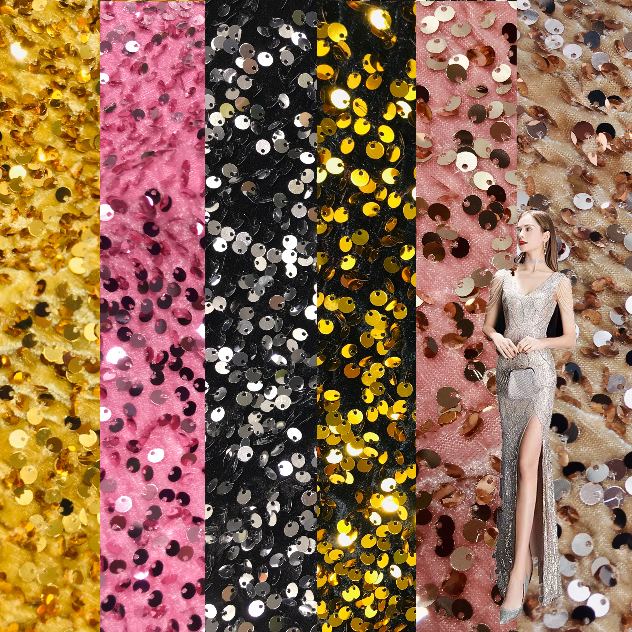 RXF1978-2 5 мм цвет матовое платье блесток Бархат на основе ткани стрейч