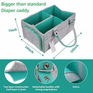 Organizador de Pañales Grande con Asa, Cesta de Fieltro Neutral para Bebé, Niño o Niña, para Guardería, Coche o Cambiador - Product Image 2