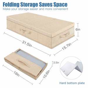 StorageWorks Linen Foldable Natural Fiber Large Bed <b>Storage</b> Bins Lids <b>Underbed</b> Containers Handles Label Holder Closet Organizer - Product Image 2