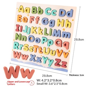 Puzzle en bois 3D alphabet pour bébés et tout-petits, <span class=keywords><strong>jeu</strong></span> éducatif Montessori d'apprentissage <span class=keywords><strong>de</strong></span> l'orthographe, moins <span class=keywords><strong>de</strong></span> 50 pièces pour enfants - Product Image 4