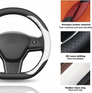 Funda para Volante Ultrafina en Forma de D, de Cuero Acolchado, Transpirable, con Agarre Mejorado y Resistente al Desgaste para Model 3 y Model Y - Product Image 3
